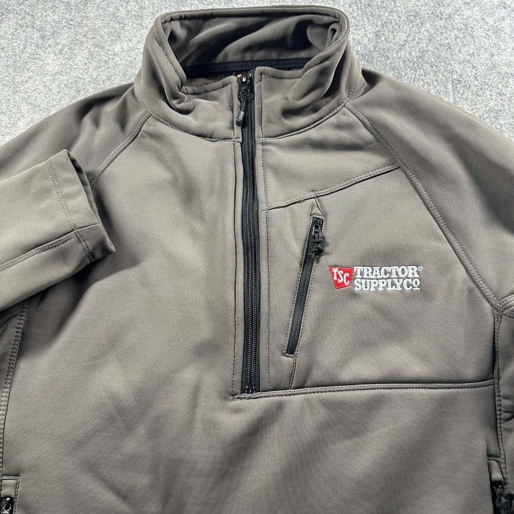 Berne Quarter Zip Softshell Pullover Mens M Gray‎ Tractor Supply Logo Workwear
